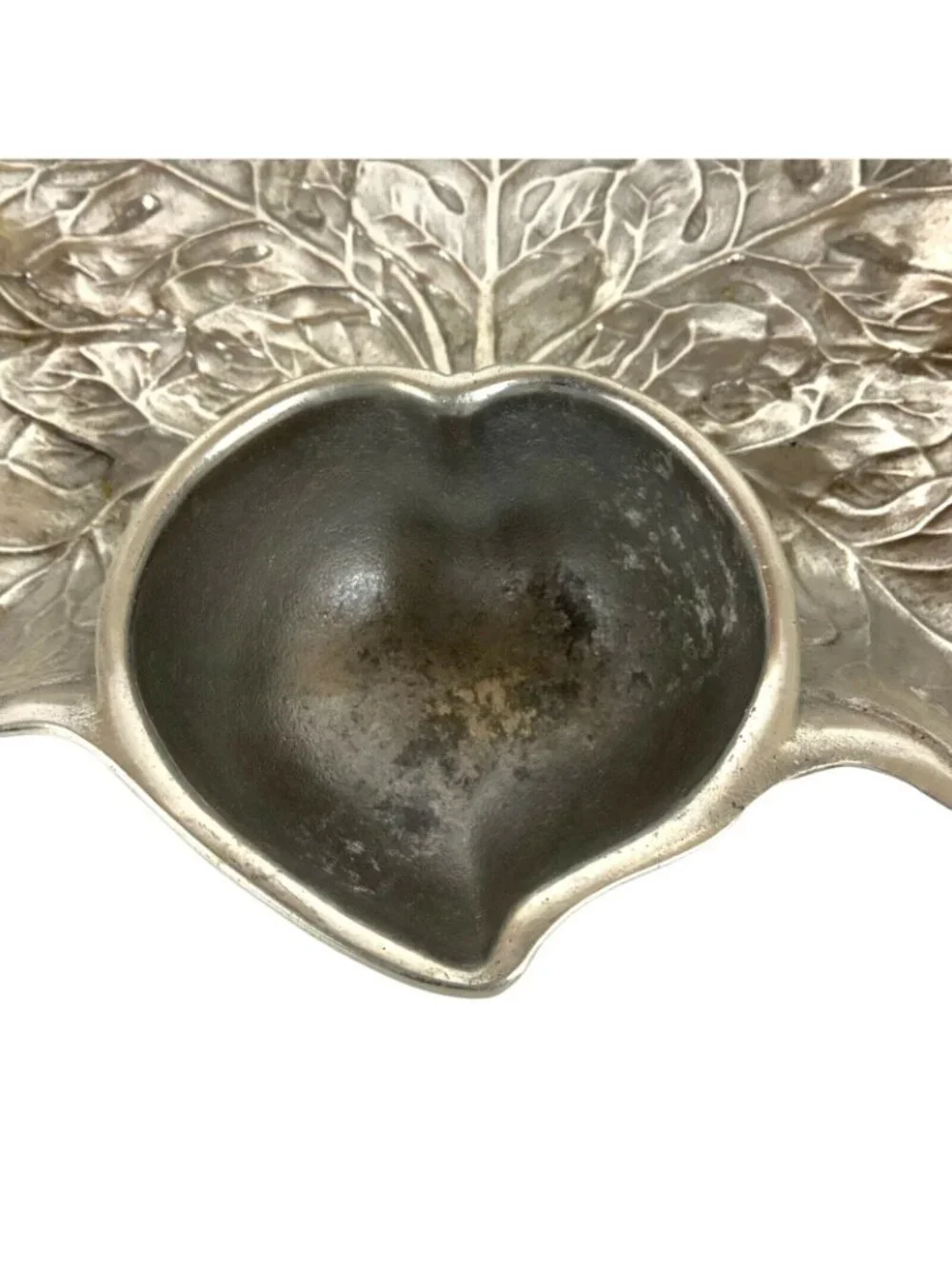 Wilton Armetale Majolica Chip Dip Radish Cabbage Leaf Serving Bowl Pewter Finish